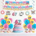 thumbnail image 7 of 67 Birthday Party Decorations Set, Happy Banner with Balloons Hanging Swirls Toppers and Topper for Six Seven Meme Theme Celebration, 7 of 7