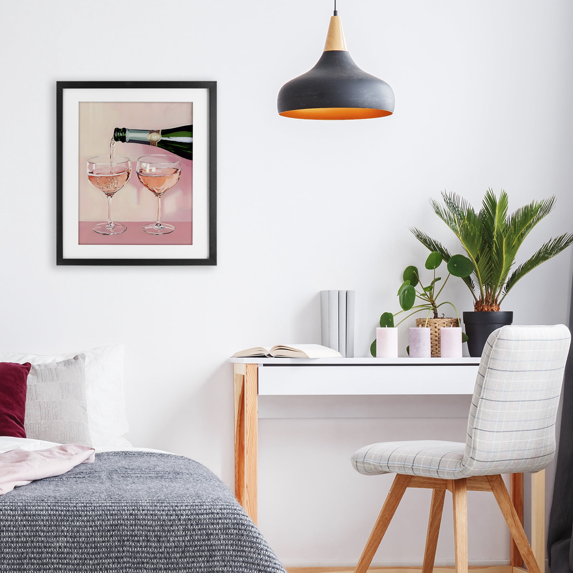 Stupell Industries Pink Champagne Toast for Two Black Framed Print Under Glass, design by The Prints Vibe