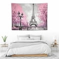 thumbnail image 3 of ONETECH  Paris Eiffel Tower Tapestry 59Hx78W Inch Pink Wall Decor for Bedroom Paris Party Decorations Pink Paris Wall Art France Romantic Vintage Wall Hanging for Girls Living Room Dorm Decor Fabric, 3 of 7