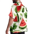 thumbnail image 3 of Watermelon Men's Short Sleeve Casual Printed Button Down Beach Shirts, 3 of 6