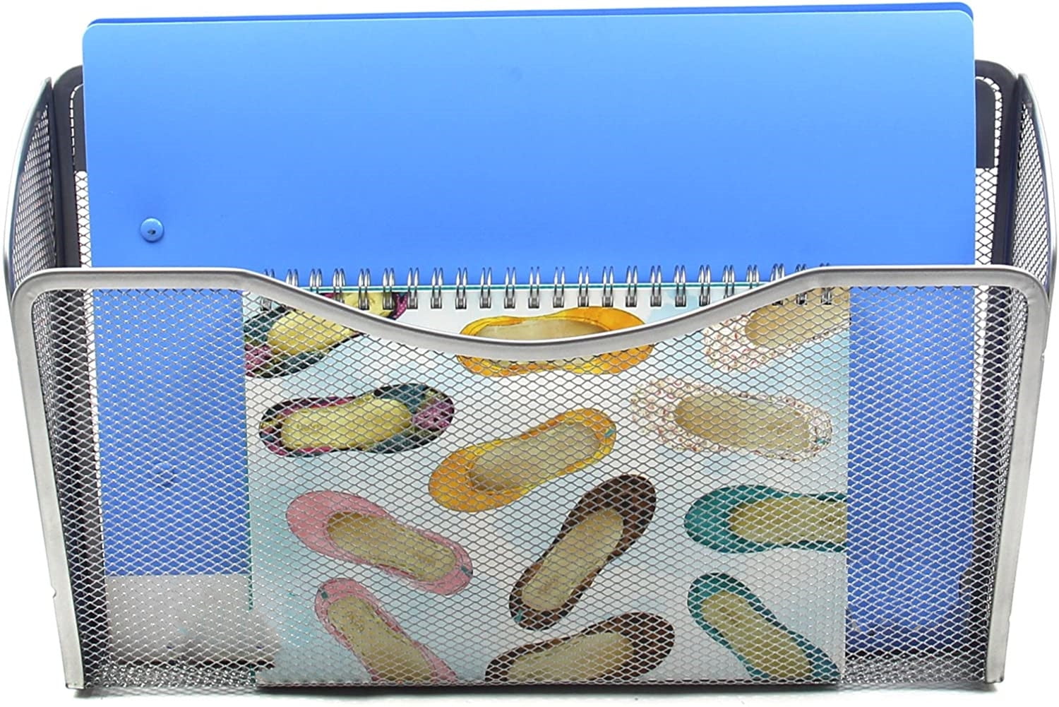 Mesh Wall File Organizer,Vertical Wall File Holder Rack,Mail Organizer for Papers,Folders,Files Clipboard & Magazine Organization.Mesh File Holder Great for Office,Home(Silver)