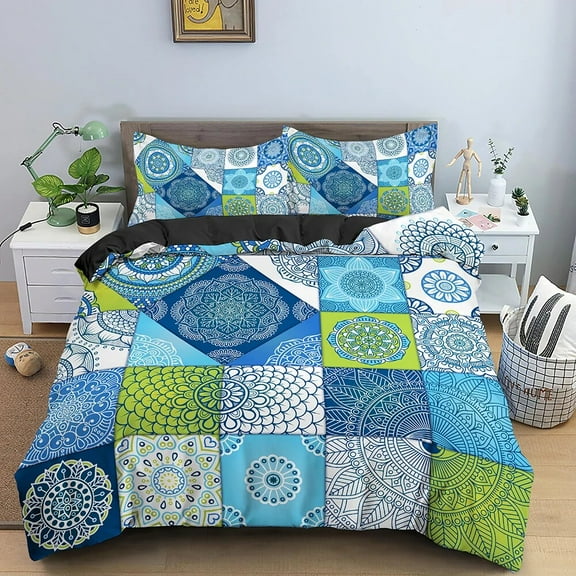 Bohemian Mandala Bedding Set King Size Boho Duvet Cover with Pillowcase 2/3Pcs Soft Quilt Cover Polyester Comforter Cover