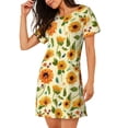 thumbnail image 2 of Sikiie Sunflowers And Butterflies Print Women's Short-sleeved Nightdress, Round Neck Pullover Nightdress Pajamas Summer Home Wear, 2 of 6
