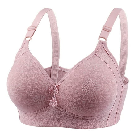 Ploknplq Bras for Women No Underwire brasieres Para Mujer push Up Bra pushup Bras for Women womens Sexy Plus Size No Bra Thin Cotton Up Underwear brassiere for Women Pink 100c Red S