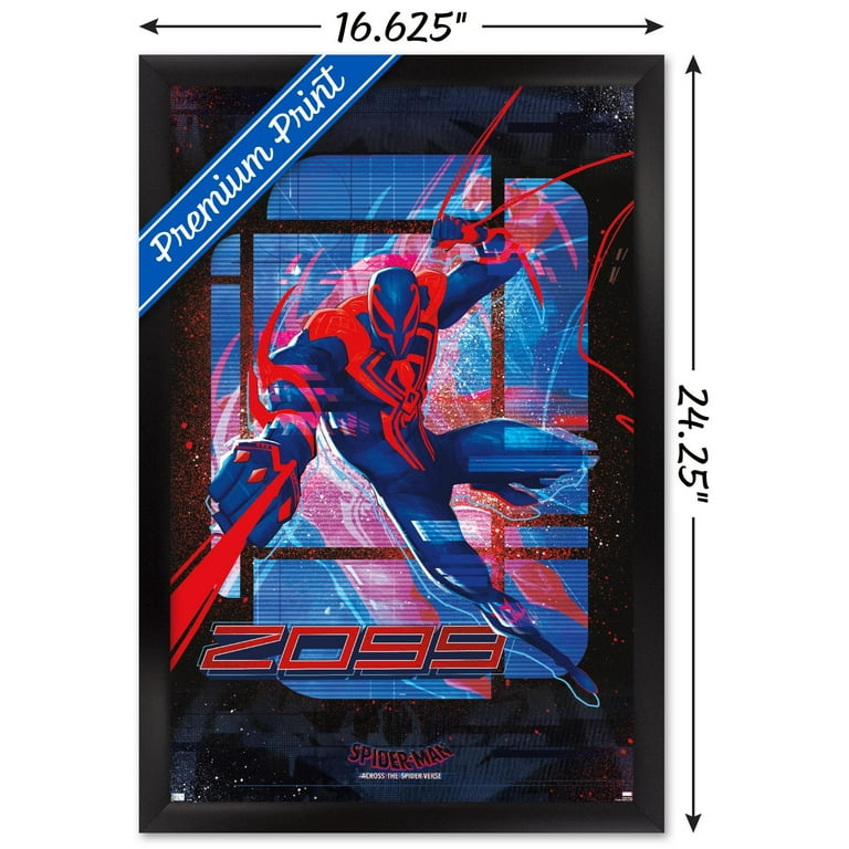 Marvel Spider-Man: Across The Spider-Verse - Spider-Man 2099 Wall Poster, 14.725 inch x 22.375 inch Framed, FR21709BLK14X22EC