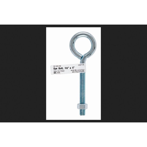 Eyebolt Hampton de acero galvanizado, 3/8 pulgadas x 13 cm, tuerca