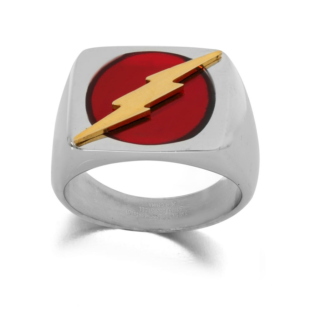 DC Comics DC Comics The Flash Men's Stainless Steel Logo Ring, Size