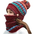 thumbnail image 1 of Guardurnaity Conjunto de gorro de punto de invierno extra grueso y cálido, bufanda segura y agradable para la piel, gorro de invierno grueso y Sombreros Rojo, 1 of 6