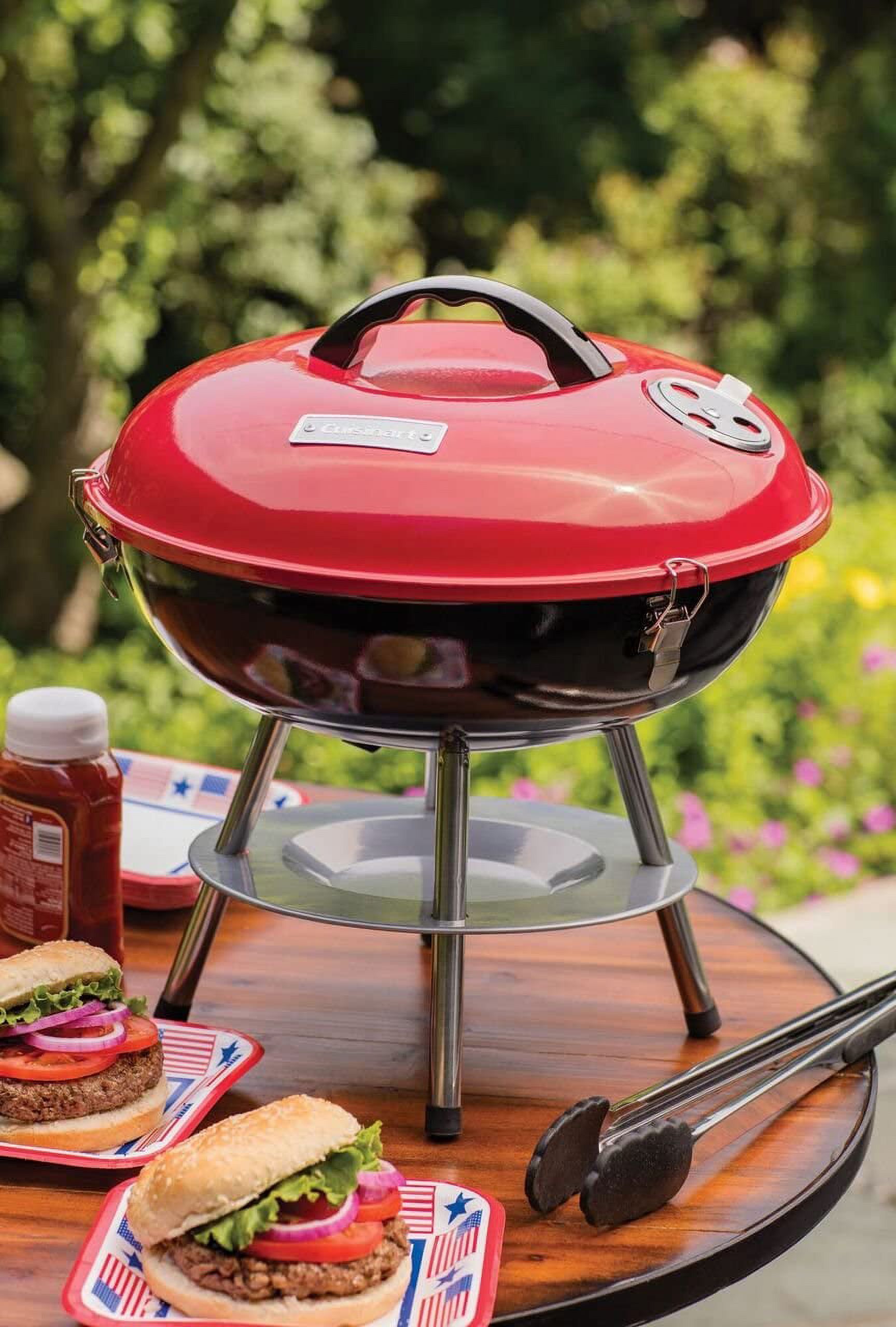 Cuisinart CCG190RB Inch BBQ, 14" x 14" x 15", Portable Charcoal Grill, 14" (Red) - image 2 of 2