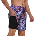 thumbnail image 2 of Naloa Watercolor Butterflies Print Men Swim Trunks with Compression Liner ,Board Shorts,Men's Swim Shorts with Drawstring and Elastic Waistband-Medium, 2 of 6