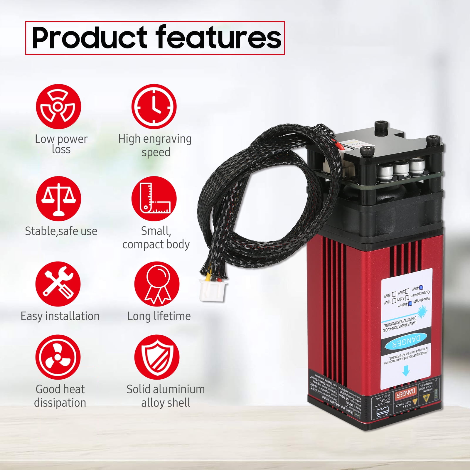 Engraving Module for Engraving Machine, 40W Head, Fixed Focal Length, High Precision