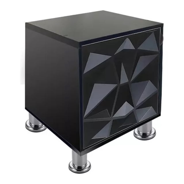 Buro Recamara Mueble Luz Led Ensamblado Negro Minimalista