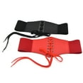 thumbnail image 5 of GILIGEGE Corset Belt for Women - Vintage Lace-Up Elastic Waist,Tied Waspie Wide for Halloween Costume Waist Cincher Corset Wide Band Elastic Tied Belt Leather Soft Adjustable Black Costumes Red, 5 of 5
