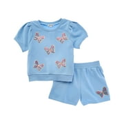 Flapdoodles girls Puff Sleeve Short Set, 3T