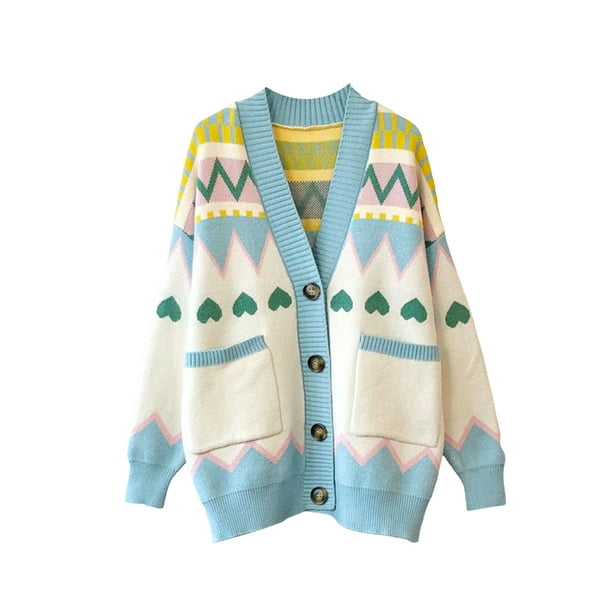 Vintage 90s Y2K Eyelash Sweater Bright Blue Fuzzy Long Sleeve M