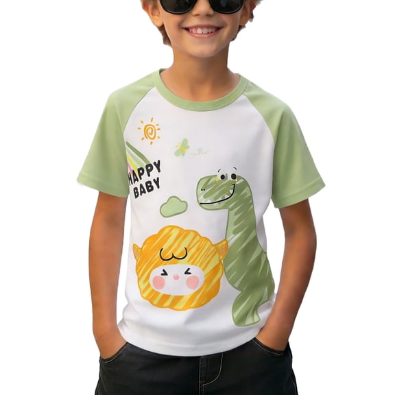 Bovxnpu Boys Short Sleeve T Shirts Kids Summer Tops Graphic Print Crew Neck Comfortable Unisex Kids Tees