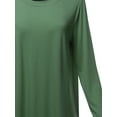 thumbnail image 4 of A2Y Women's Premium Solid Long Sleeve Round Hem Crew Neck Top Shirt Army Green 3XL, 4 of 7