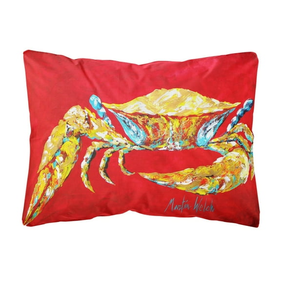 Carolines Treasures MW1116PW1216 "Crab Blue on Red Sr   Canvas Fabric Decorative Pillow" 12H x16W multicolor
