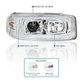 thumbnail image 3 of Spec-D Tuning Chrome LED Light Bar Projector Headlights + Bumper Lights Compatible with 1999-2006 GMC Sierra Denali 2001-2006 GMC Yukon XL Denali, Left + Right Pair Headlamps Assembly, 3 of 7
