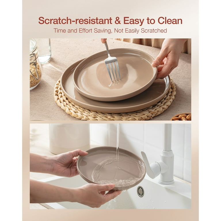 Famiware Plates and Bowls Set, 12 Piece Stoneware Dinnerware Sets