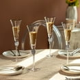 thumbnail image 4 of 4 Piece Elegant Crystal Set Wedding Champagne Glasses with Diamond Rhinestone Accents and a Polished Gold Rim - 11 in Tall with Slender Long Stems, 7 oz - Chic Toasting Set for the Bride and Groom, 4 of 7