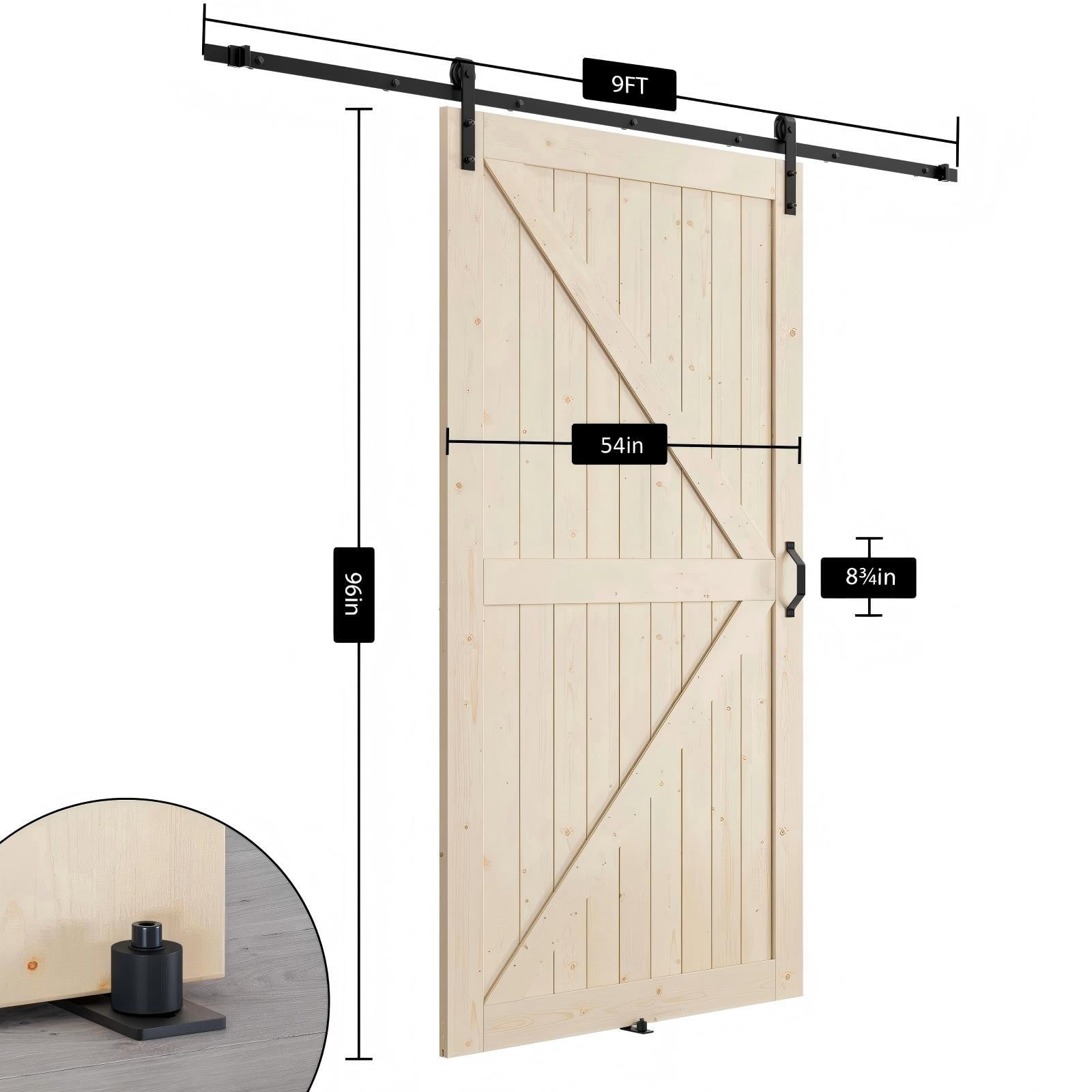 Easy4Home 96"H Large Format Sliding Barn Door, Solid Spruce Wood, Assembly Required