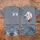 thumbnail image 2 of Camisetas de Manga Corta para las Mujeres Carta Impresa Doble Cara Suelta Tee, Casual Vintage Verano Top Mujeres, 2 of 3
