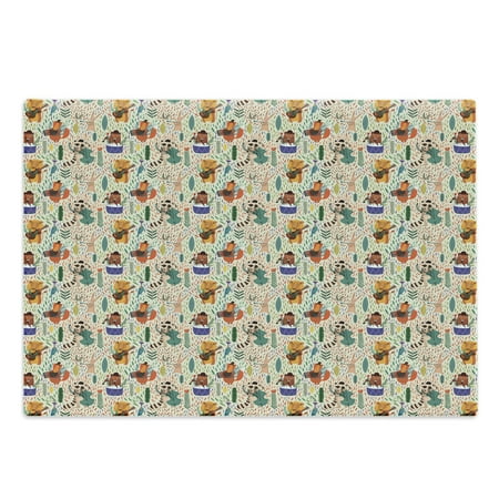 

Africa Cutting Board Jungle Band with Instrument Playing Animals Lion Bear and Hare with Leaves Backdrop Decorative Tempered Glass Cutting and Serving Board Large Size Multicolor by Ambesonne
