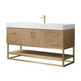 thumbnail image 2 of Vinnova Alistair 60" White Stone Top Oak Single Vanity Gold Frame w/o Mirror, 2 of 16