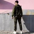 thumbnail image 3 of Conjunto deportivo y de ocio para hombre de talla grande de otoño e invierno, conjunto de dos piezas, conjunto de cárdigan de camuflaje con capucha empalmada para hombre, 3 of 4