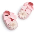 thumbnail image 5 of Baby Girls Soft Sole Floral Mary Jane Flats Infant Princess Prewalkers Toddler Wedding Dress Shoes with Headband, 5 of 6
