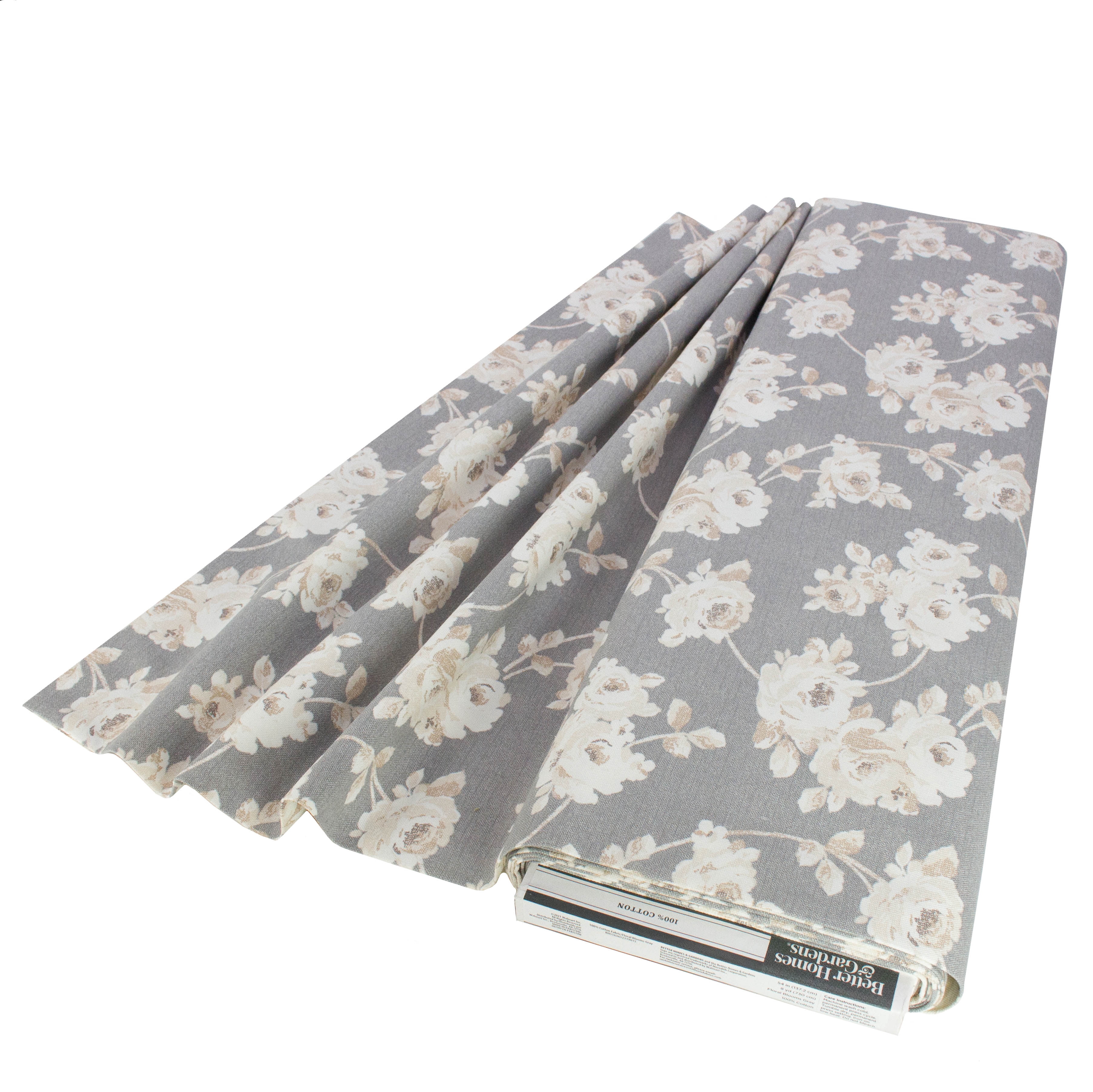 Better Homes & Gardens 54” 100% Cotton Fabric, 8 Yard by the Bolt, Floral Blooms Grey