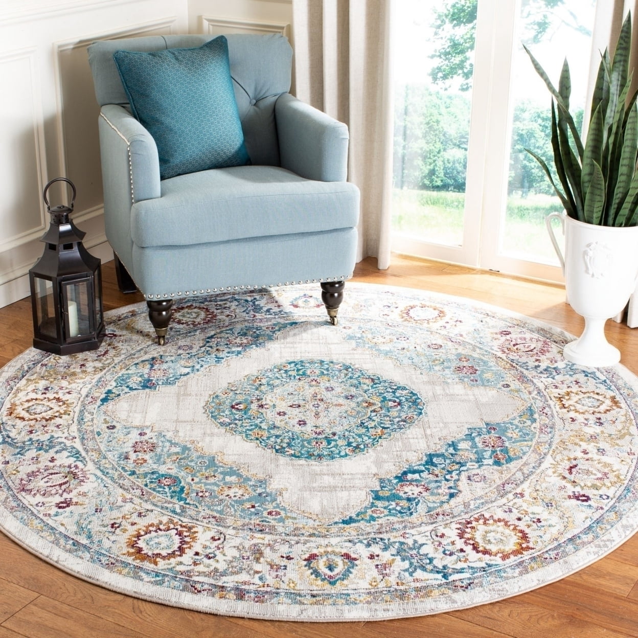 SAFAVIEH Aria Nita Oriental Runner Rug, Blue/Ivory, 2' x 8'