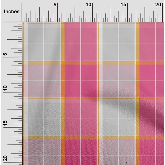 oneOone Cotton Jersey Dark Pink Fabric Madras Check Quilting Supplies Print Sewing Fabric By The Yard 58 Inch Wide
