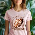 thumbnail image 5 of Game Day Touchdown Season T-Shirt | Brown Football Bow Fall Tee, White, Size S, 5 of 6