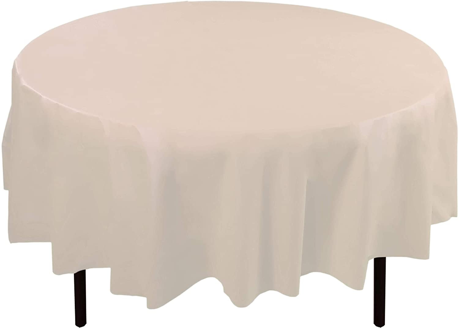 Bulk Premium Plastic Disposable 84 inch Round Tablecloth, Ivory Round Table Covers - 12 Pack ...