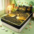 thumbnail image 2 of Homewish Sunset Tree Of Life Zipper Full Size Comforter Sets with Fitted Sheet and 2 Pillowcases,Vintage Botanical Zipper Bedding Set,Yellow Green,Black Reversible,4pcs, 2 of 8