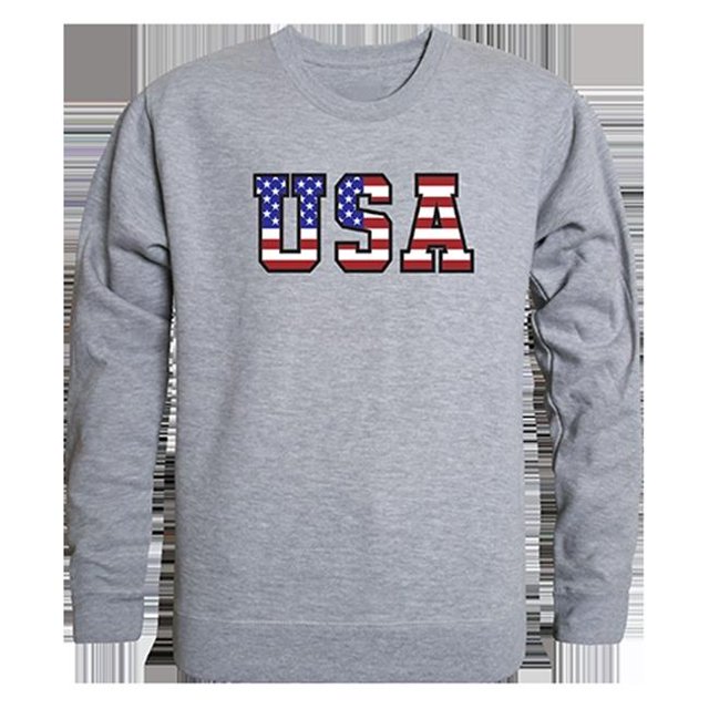 Rapid Dominance RS3-811-HGY-01 Flag Text 2 Graphic Crewneck Sweatshirt, Heather Gray - Small