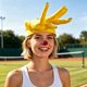 thumbnail image 1 of Visera con forma de dedo de orquídea | Diadema estampada con el dedo corazón | Sombrero protector original para fiestas en la playa, piscina y eventos de verano al aire libre, 1 of 4