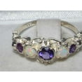 thumbnail image 4 of LBG 925 Sterling Silver Natural Amethyst and Opal Womens Band Ring - Size 5.75, 4 of 4