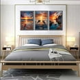 thumbnail image 4 of 3 Pcs Orange Beach Scenery Wall Art Ocean Sunset Posters Wall Decor Pictures Starfish Dolphin Canvas Prints Paintings for Living Room Dining Room Office Bathroom Artwork Home Decoration Unframed, 4 of 5