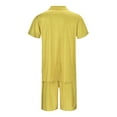 thumbnail image 4 of MNCEKFOD Two Piece Shorts Sets for Men Silm Fit Short Sleeves Zipper V Neck Shirts with Drawstring Shorts Leisure Tracksuit Yellow M, 4 of 7