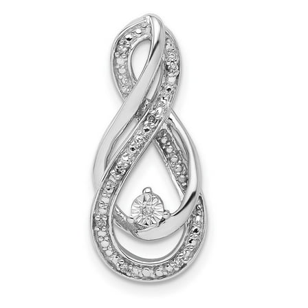 925 Sterling Silver Polished Diamond Infinity Symbol Slide Pendant Necklace Measures 25x10.5mm Wide - Chain Necklace for