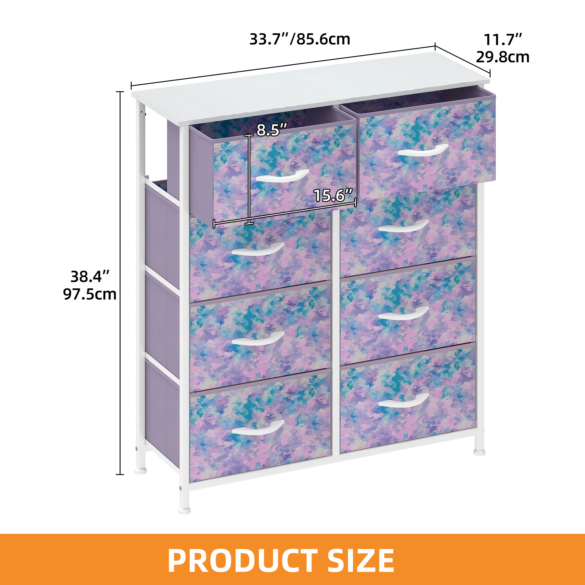 Uforic 8 Drawers Fabric Storage Dresser for , Closet, Living Room, Purple