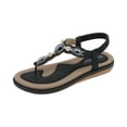 thumbnail image 2 of Wide Width Sandals for Women, Going Out Shoes for Women, Womens Sandals Wide Width, Sandals Wide Feet, Flat Sandals for Women Dressy: Summer Comfortable Dress Thong Flats Sandal, Black 5.5, 2 of 6