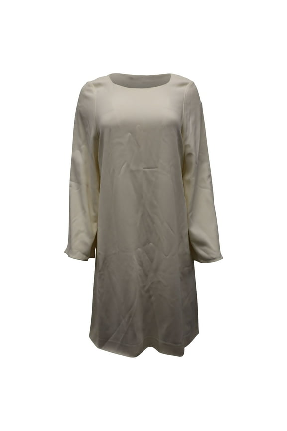 Pre-Owned Helmut Lang Long Sleeve Shift Dress in Ivory Viscose