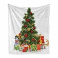 thumbnail image 1 of Christmas Soft Flannel Fleece Throw Blanket, Xmas Tree with Vivid Balls and Snowflakes New Year Celebration Theme Art, Cozy Plush for Indoor and Outdoor Use, 50" x 70", Red Green Yellow, by Ambesonne, 1 of 6