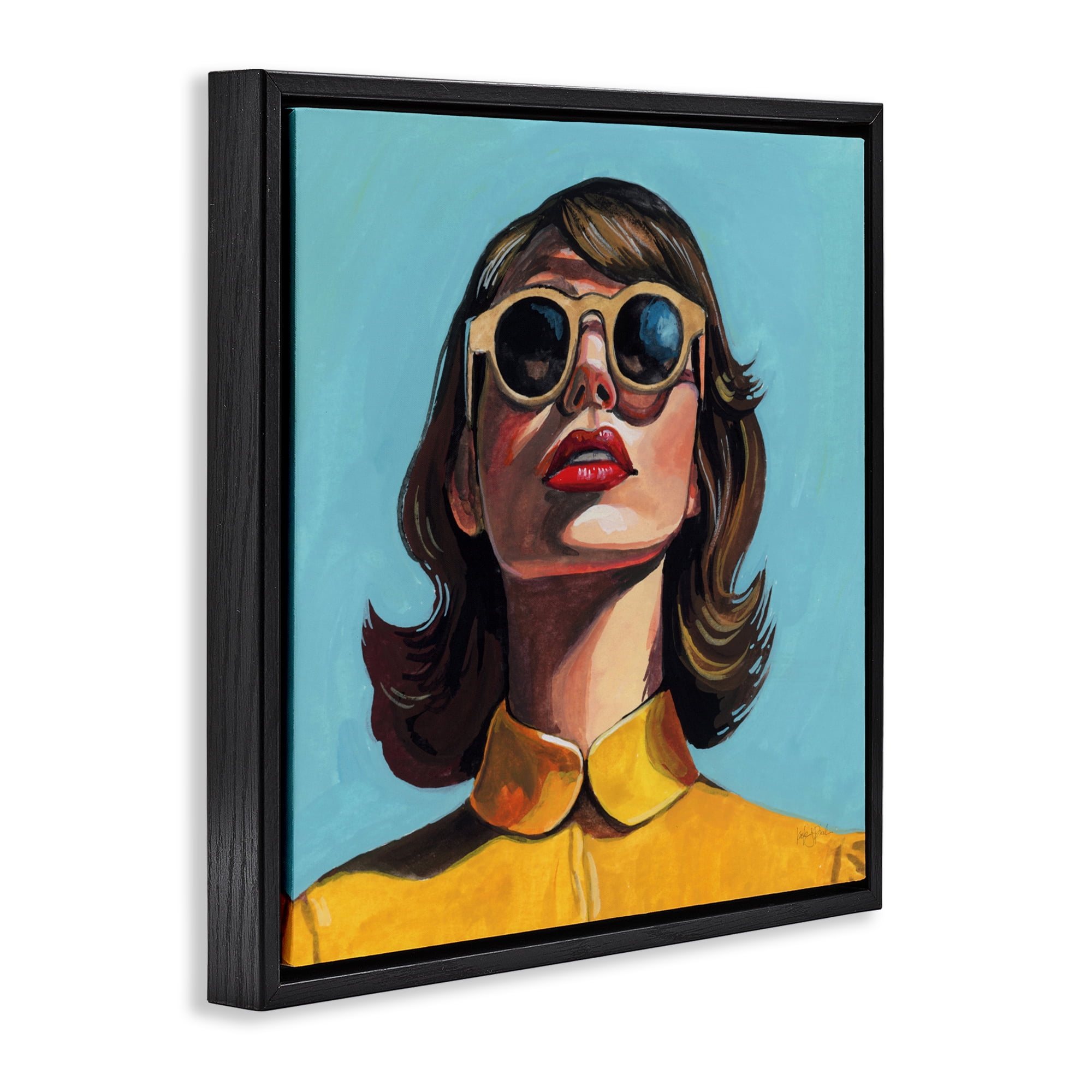 Stupell Industries Beautiful Sunshiny Day Retro Black Framed Floater Canvas Wall Art, design by Kate Jarvik Birch