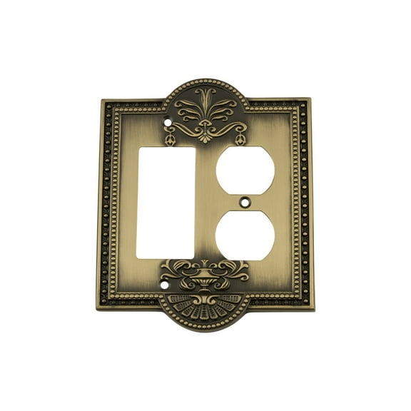 Nostalgic Warehouse Mea_Swplt_Rd Meadows Victorian Vintage 2 Gang Combination Wall Plate -