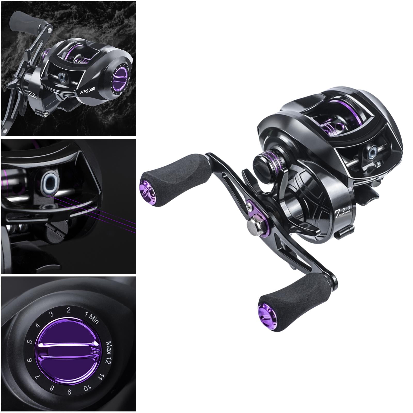 Baitcasting Reels, Baitcaster Reels Fishing Reel - 7.2:1 Gear Ratio, 17.64LB Carbon Fiber Drag, 12-Level Braking System for Bass Fishing
